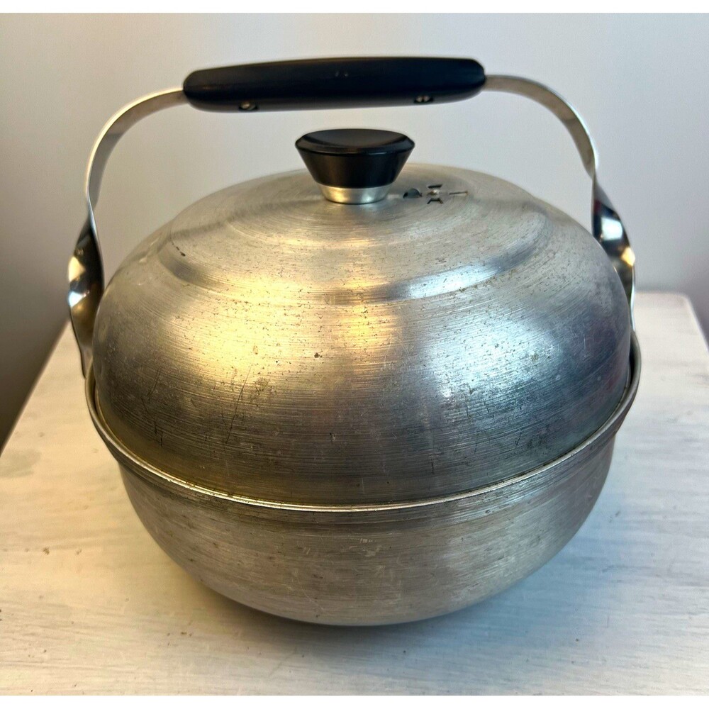 Vintage Mirro Aluminum Bun Warmer Steamer 2001M 3 Pc Set Basket Lid USA